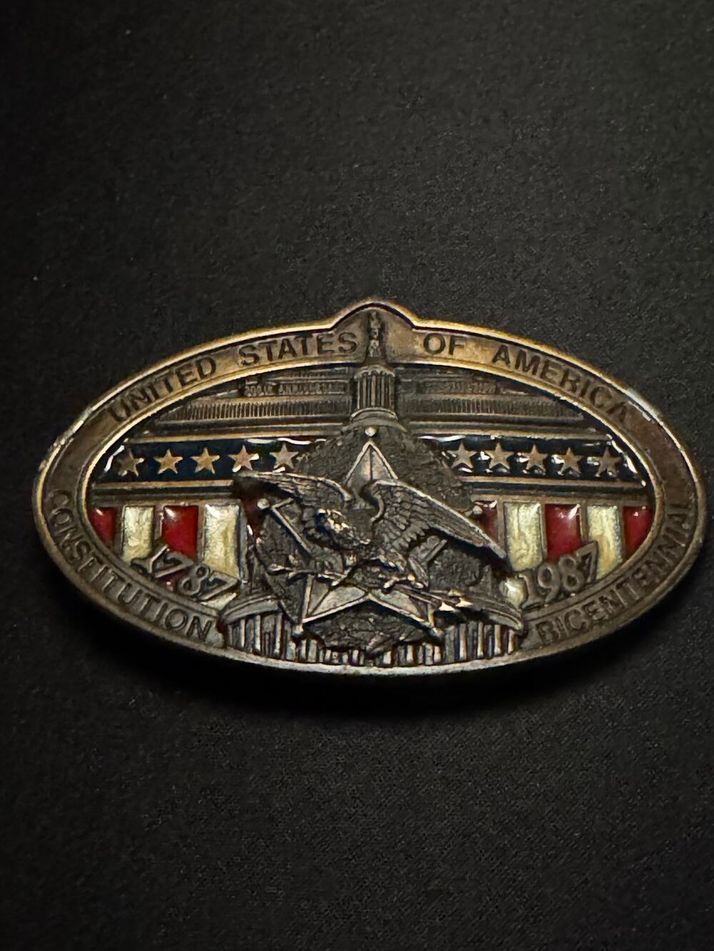 Vintage Heavy USA Bicentennial Numbered Belt Buckle
